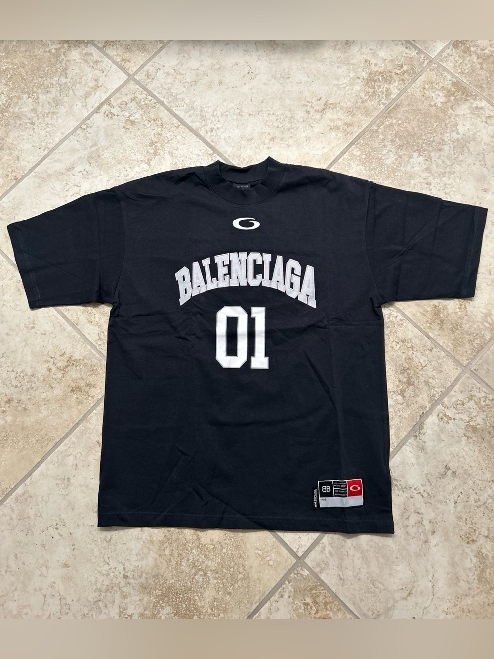 Balenciaga Oversized 01 Jersey T-Shirt Size L Black Short Sleeve